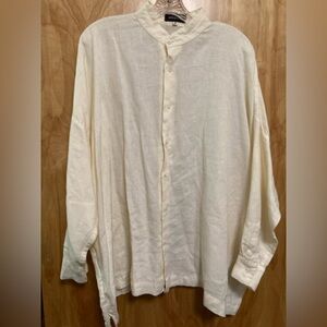 NWOT Eskandar Cream 100% Natural Linen OSFA Oversize Shirt